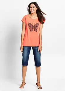 Bermuda en jean, taille mi-haute élastiquée, bonprix
