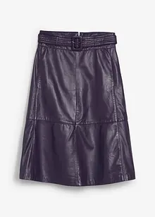 Jupe en cuir d’agneau nappa avec ceinture (ens. 2 pces), bonprix