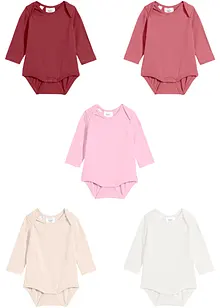 Lot de 5 bodies bébé manches longues 100% coton, bonprix