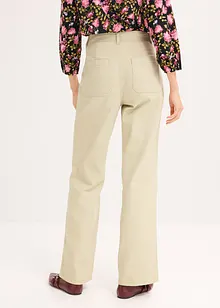 Pantalon taille haute en twill 100% coton, bonprix