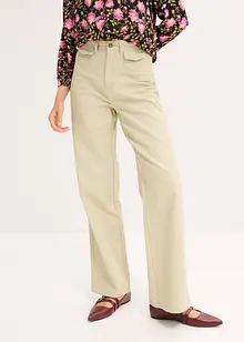 Pantalon taille haute en twill 100% coton, bonprix