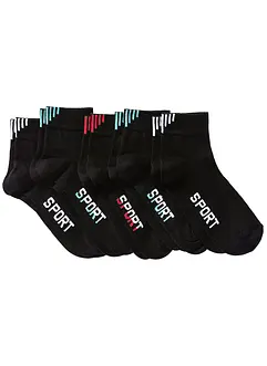 Lot de 5 paires de socquettes de sport avec inscription, bonprix