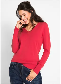 Pull col en V en fine maille, bonprix