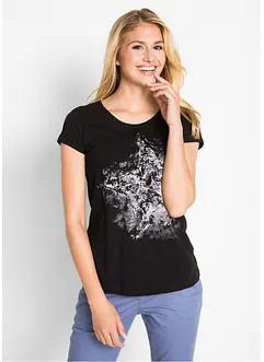 T-shirt coton fil flammé à manches courtes, bonprix