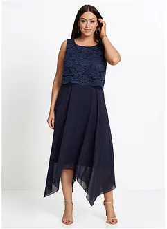 Robe premium en crêpe avec dentelle, bonprix