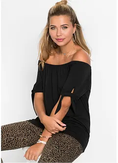 T-shirt col Bardot à détail nœud, bonprix
