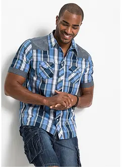 Chemise manches courtes avec empiècements denim, bonprix