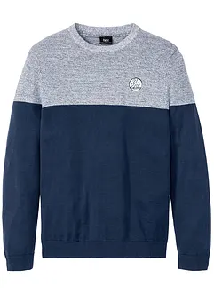 Pull coton style block en fine maille, bonprix
