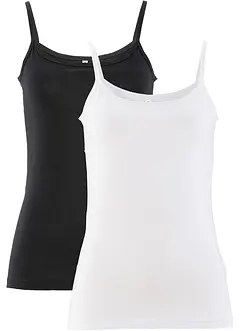 Lot de 2 tops à fines bretelles, bonprix