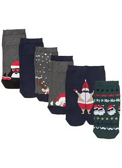 Lot de 6 paires de chaussettes courtes de Noël, bonprix