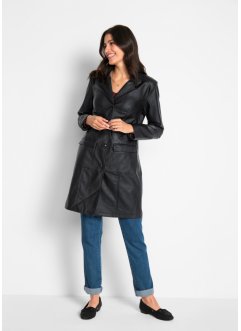 Manteau synthétique imitation cuir avec revers, cintré, bpc bonprix collection