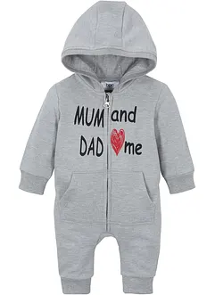Combinaison sweat bébé à capuche coton, bonprix