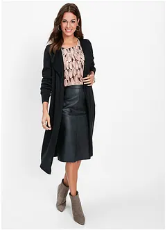 Long gilet en maille contenant du coton, bonprix