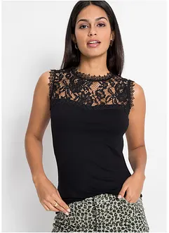 Top en viscose extensible avec dentelle, bonprix