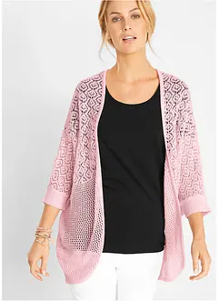 Gilet long en maille ajourée, bonprix