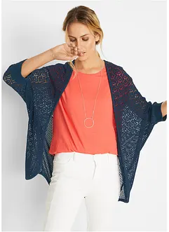 Gilet long en maille ajourée, bonprix