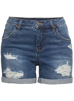 Short en jean taille mi-haute à effets déchirés, bonprix