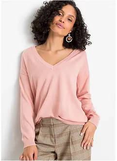 Pull col V, oversize, bonprix