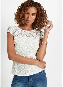 Blouse t-shirt en dentelle cordée, bonprix