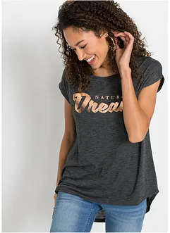 T-shirt long avec inscription en relief, bonprix