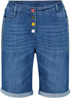 Bermuda en jean confort stretch avec broderie et taille confortable, bonprix