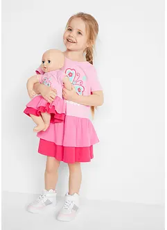 Robe en jersey et robe de poupée (ens. 2 pces) 100% coton, bonprix