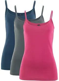 Lot de 3 tops à fines bretelles 100% coton, bonprix