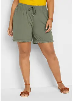 Short en jersey de viscose mélangée avec taille élastiquée et dentelle, bonprix