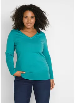 Pull col en V en fine maille, bonprix