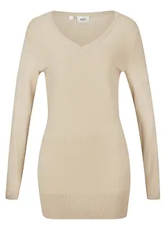 Pull long basique à col V, bonprix