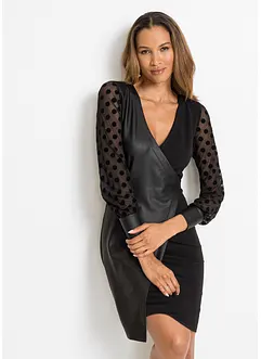 Robe avec empiècement enduit et manches en dentelle, bonprix