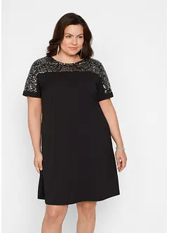 Robe courte avec empiècement à sequins, bonprix