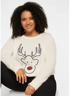 Pull de Noël manches longues et renne en paillettes, bonprix