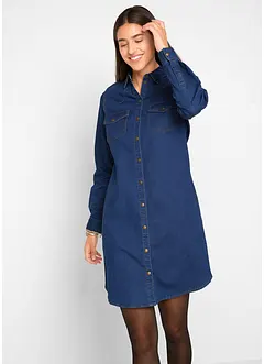 Robe en jean avec élasthanne, manches longues, bonprix