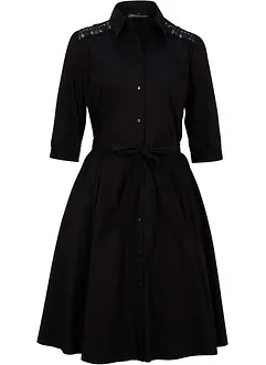 Robe-chemise avec dentelle et lien à nouer, bonprix