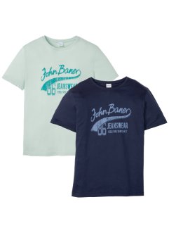 Lot de 2 T-shirts en coton bio, John Baner JEANSWEAR