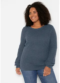 Pull en maille texturée de coton mélangé, bonprix