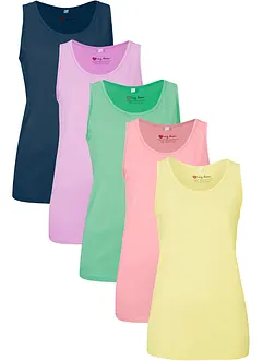 Lot de 5 débardeurs longs 100% coton, bonprix
