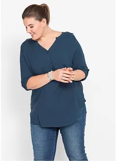 Blouse-tunique en viscose, col V et manches longues, bonprix