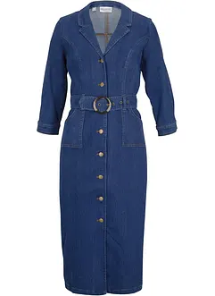 Robe midi en jean avec ceinture, bonprix