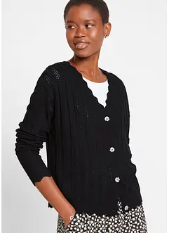 Gilet court en maille ajourée avec viscose, bonprix