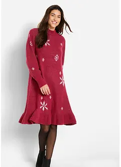 Robe en maille avec flocons de neige, bonprix