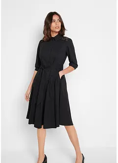 Robe-chemise avec dentelle et lien à nouer, bonprix