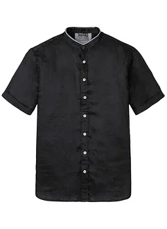 Chemise manches courtes en lin à col montant, bonprix