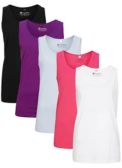 Lot de 5 longs débardeurs coton, bonprix