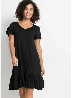 Robe jersey à volant, bonprix