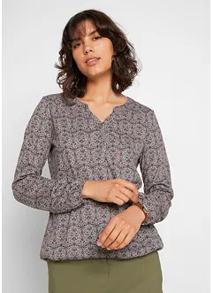 T-shirt manches longues imprimé avec col Henley, bonprix