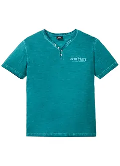 T-shirt col Henley, manches courtes et aspect délavé, bonprix