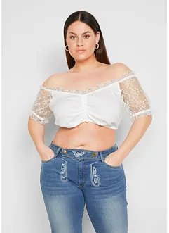 Blouse Dirndl à manches Carmen en dentelle, bonprix