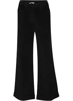 Pantalon large en velours côtelé avec taille haute élastiquée, bonprix